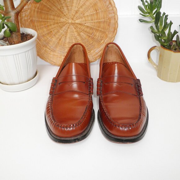 Men's BASS LARSON WEEJUNS LOAFER in Whiskey Brown Size 9 Preppy Office Shoes - Picture 5 of 10